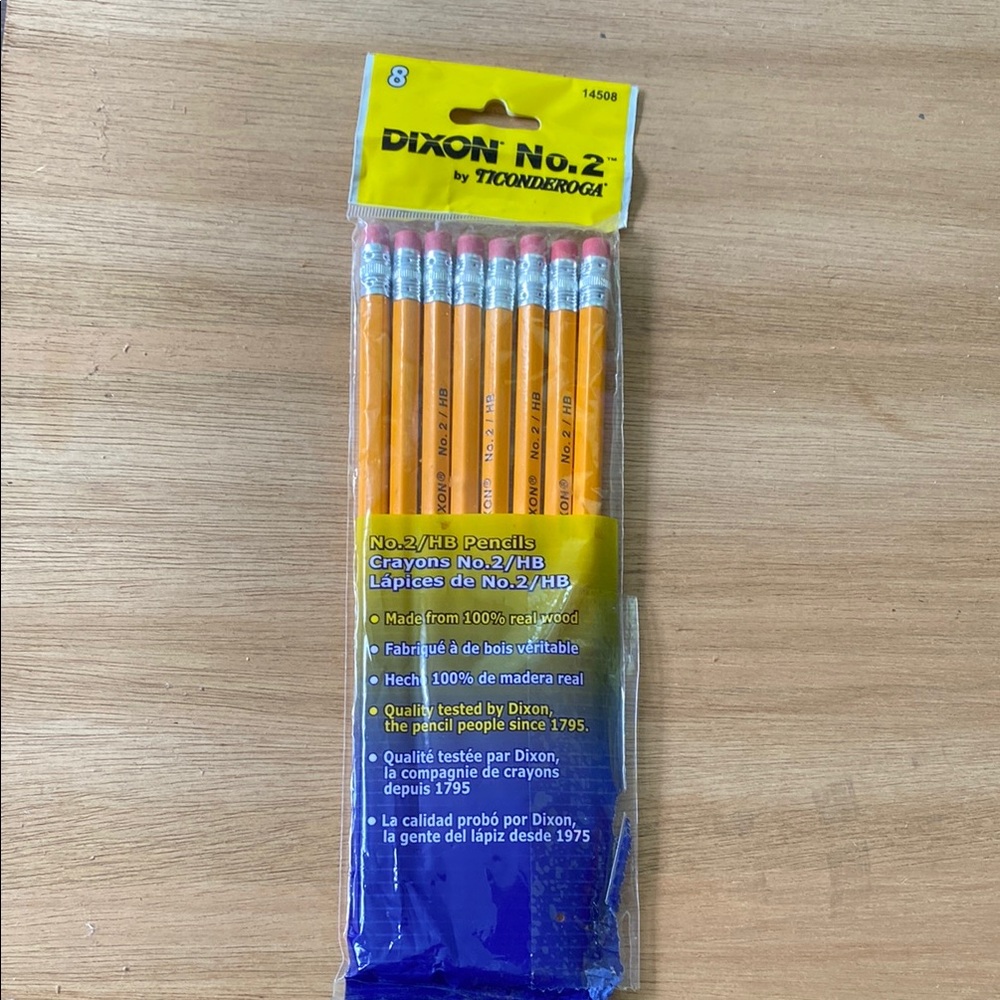 DIXON TICONDEROGA NO. 2 HB real Wood Pencil ( 8 pencils ) school Write BRAND NEW